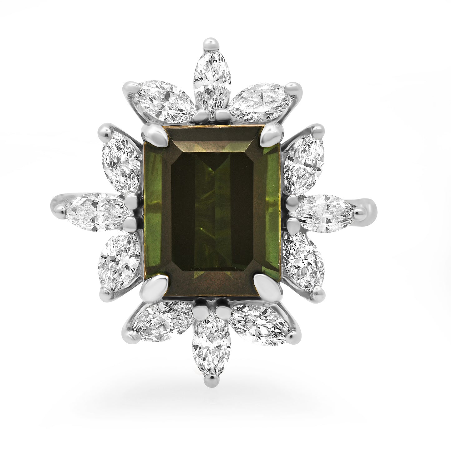 Green Tourmaline and Diamond Ring